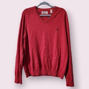 Penguin VNeck Pullover Sweater Men Size XL Salmon Pink Trendy Made of Cotton NWT